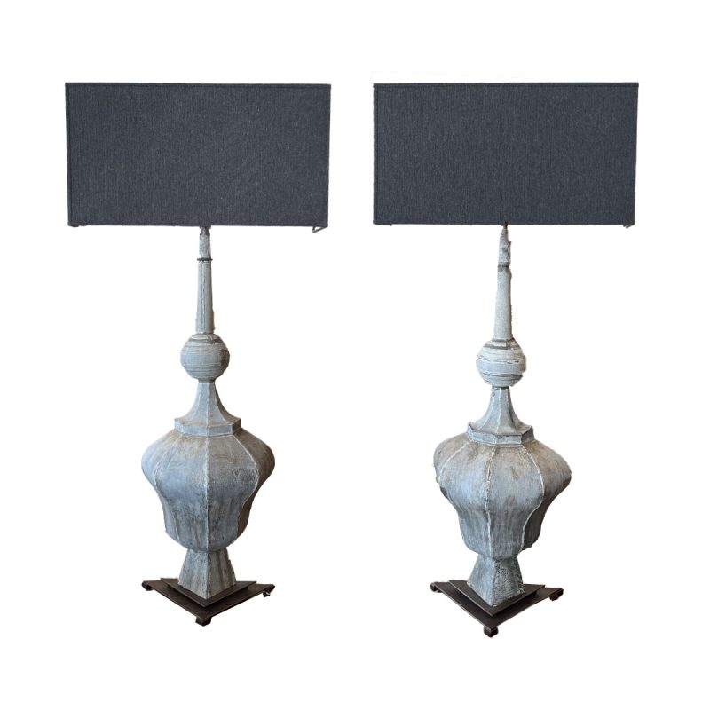 Pair of 19c Zinc Table Lamps