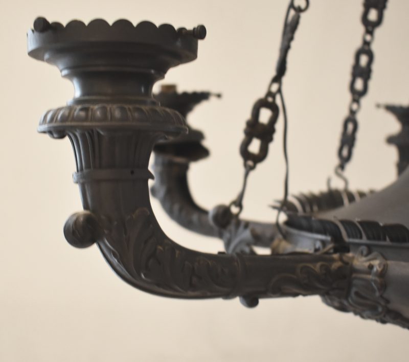 Bronze and Tole Empire Chandelier - Image 3