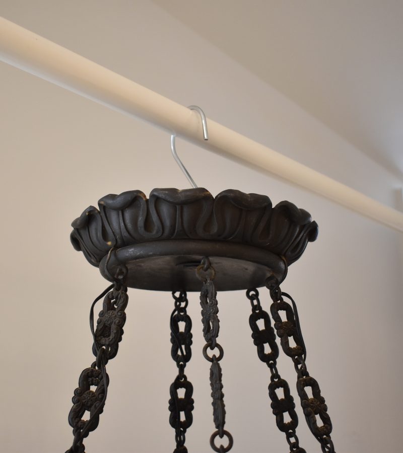 Bronze and Tole Empire Chandelier - Image 4