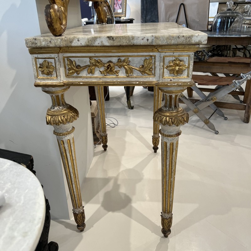 19c Italian Giltwood Console with Marble Top - Image 2