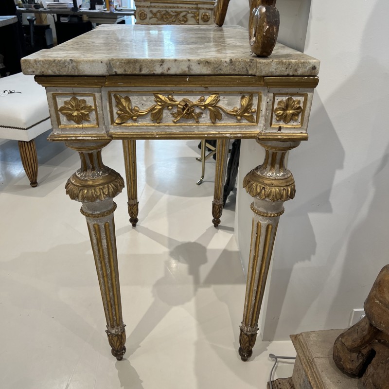 19c Italian Giltwood Console with Marble Top - Image 3