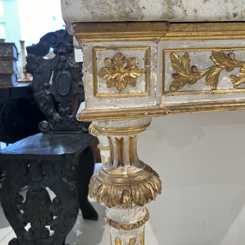 19c Italian Giltwood Console with Marble Top - Image 5