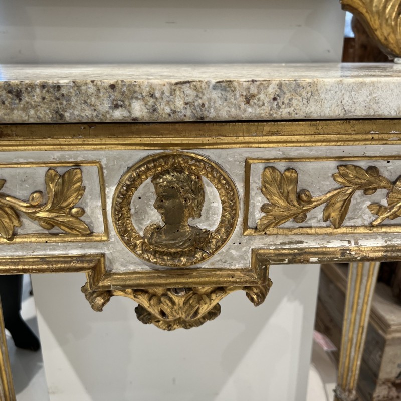 19c Italian Giltwood Console with Marble Top - Image 6