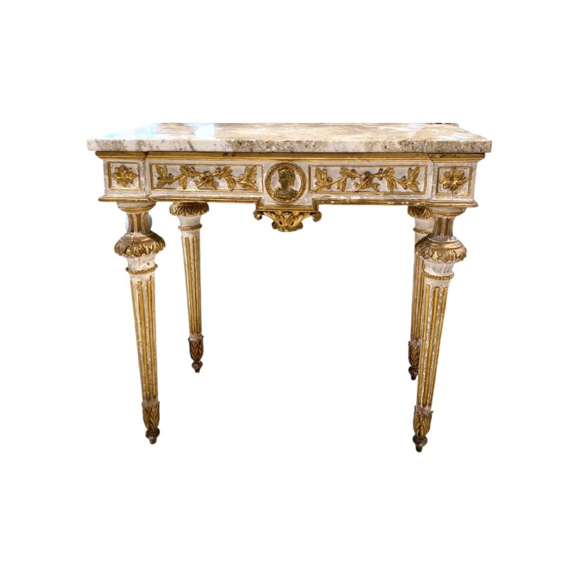 19c Italian Giltwood Console with Marble Top