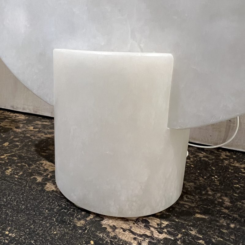 Pair of Large White Alabaster Disc Lamps - Image 8