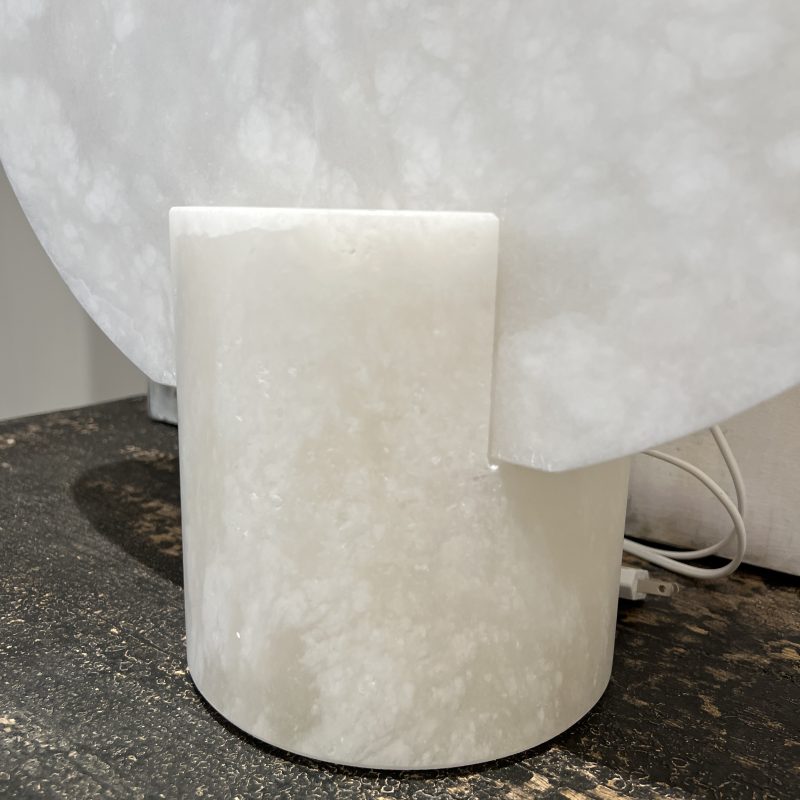 Pair of Large White Alabaster Disc Lamps - Image 9