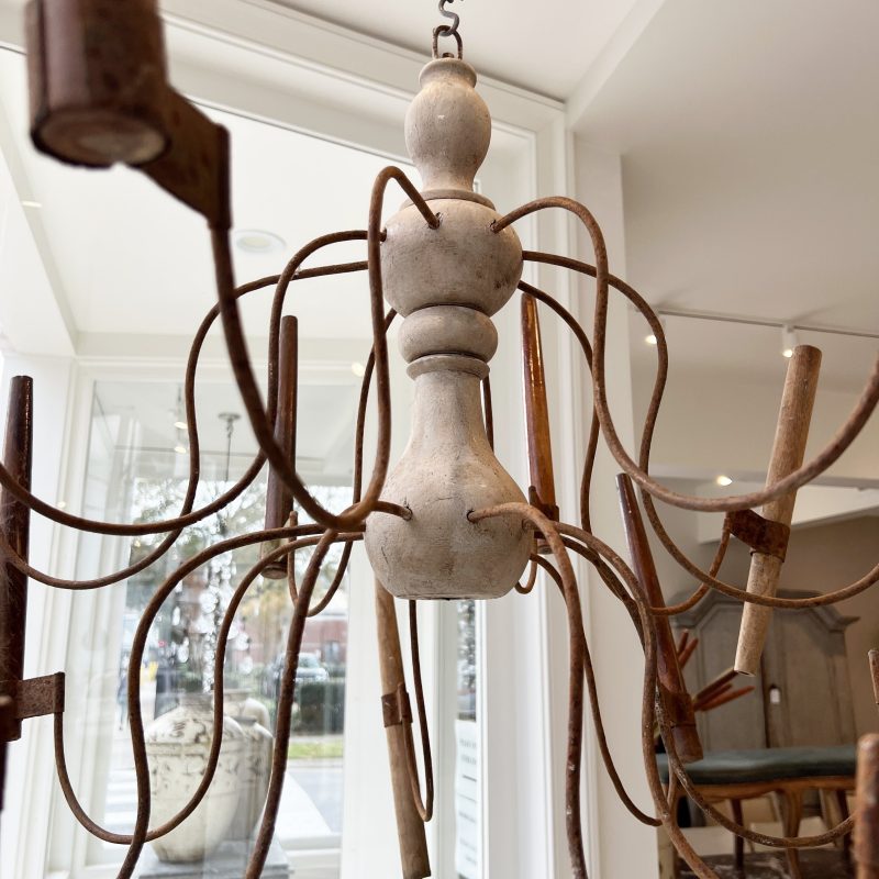 Pair of Wood and Iron Chandeliers - Image 15