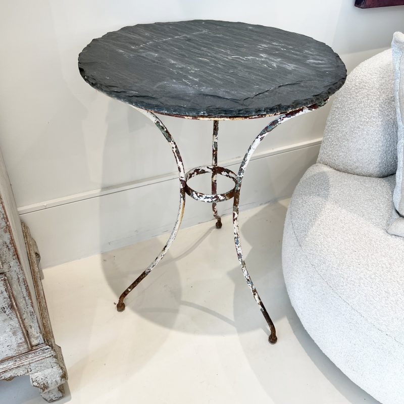 19th Century Table with Iron Base and Slate Top (Two Available) - Image 3