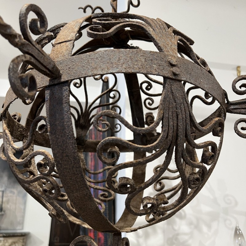 18th Century Spherical Iron 4 Light Chandelier - Image 13