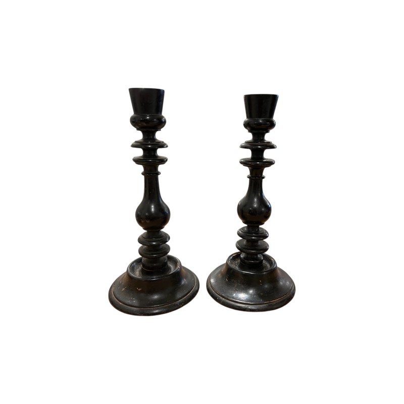 Napoleon III Black Candlesticks