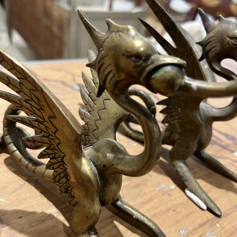 Pair of 19th Century Bronze Dragon Candleholders - Image 3