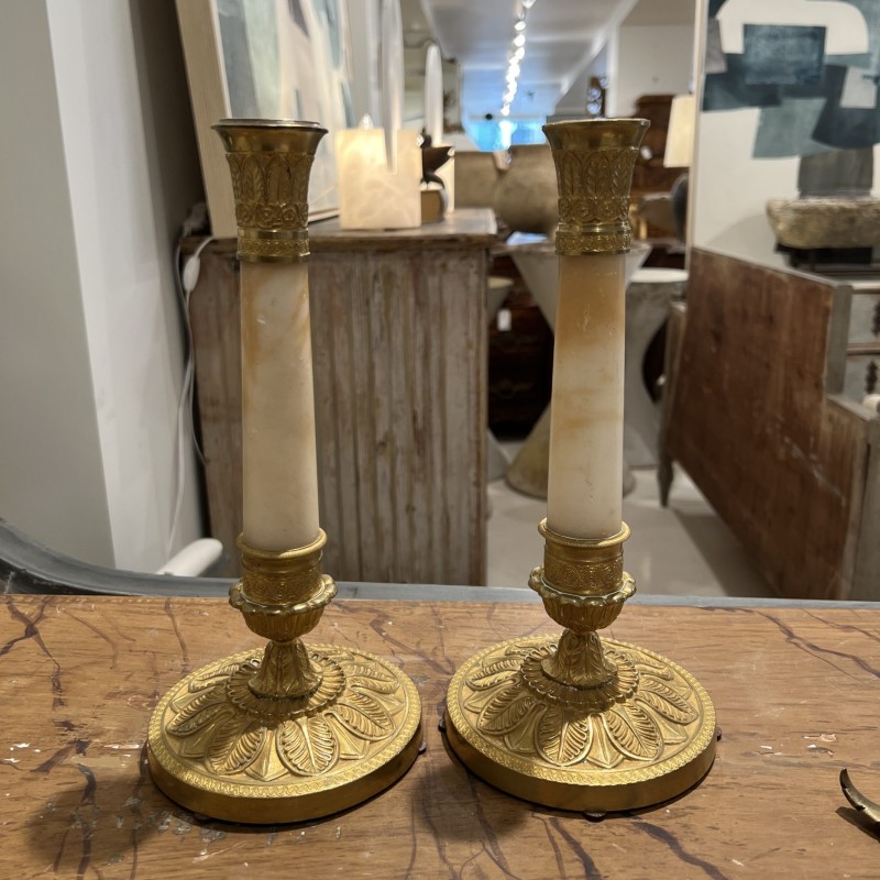 French Restoration Alabaster Candlesticks - Image 7