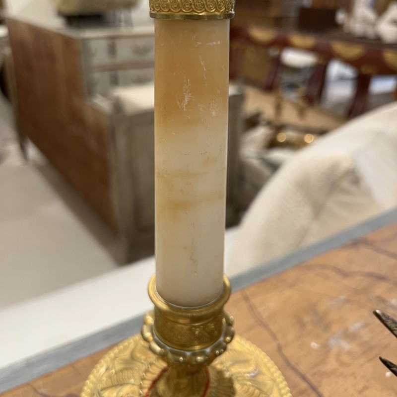 French Restoration Alabaster Candlesticks - Image 2