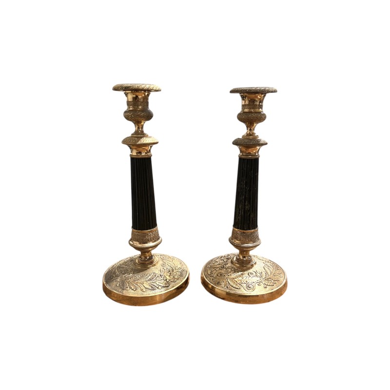 French Charles X Wood Candlesticks