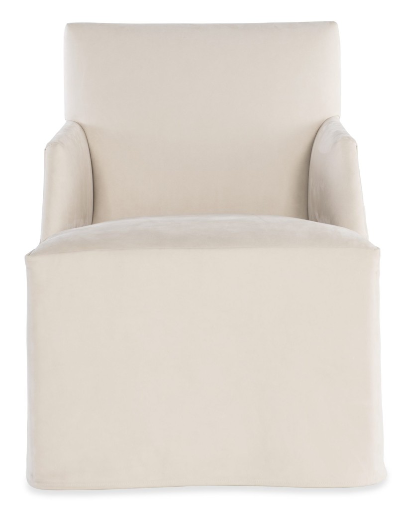 Stefano Skirted Chair - Taupe Leather - Image 2