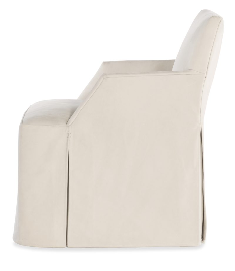 Stefano Skirted Chair - Taupe Leather - Image 5