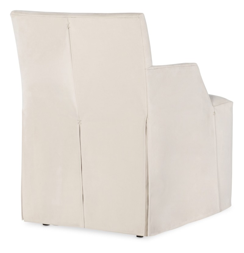 Stefano Skirted Chair - Taupe Leather - Image 4