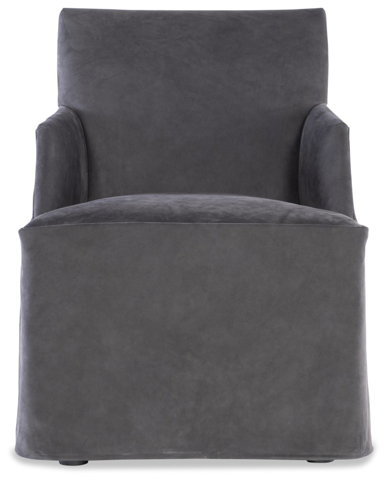 Stefano Skirted Chair - Charcoal Suede - Image 2