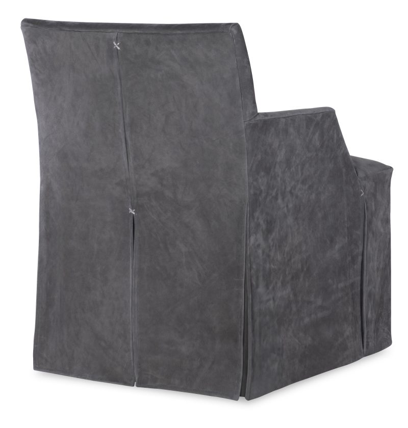 Stefano Skirted Chair - Charcoal Suede - Image 4