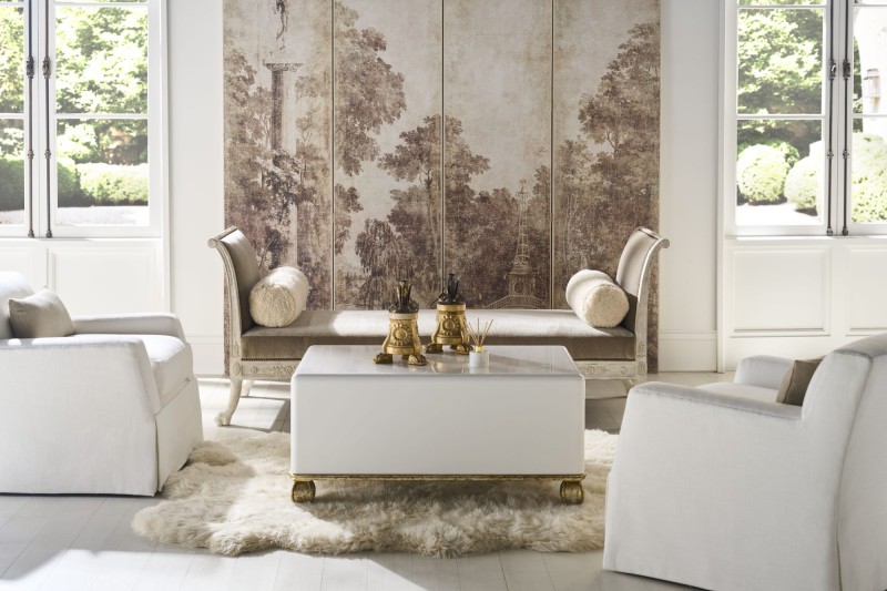 Loire Cocktail Table - French Lacquered White W/Gold - Image 4