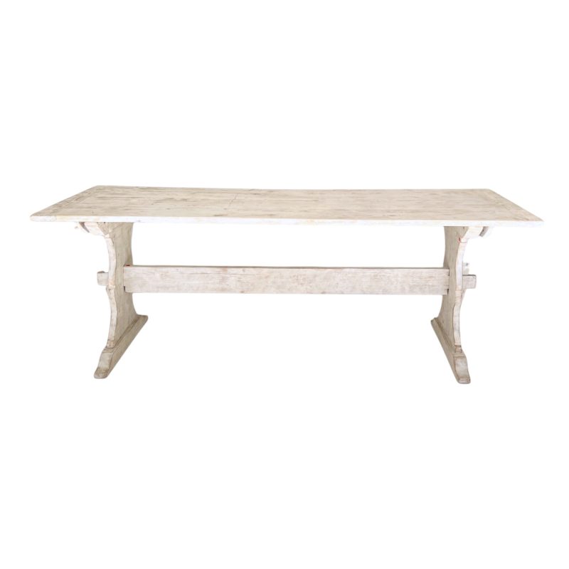 Swedish 19c Painted White Farm Table - Image 3