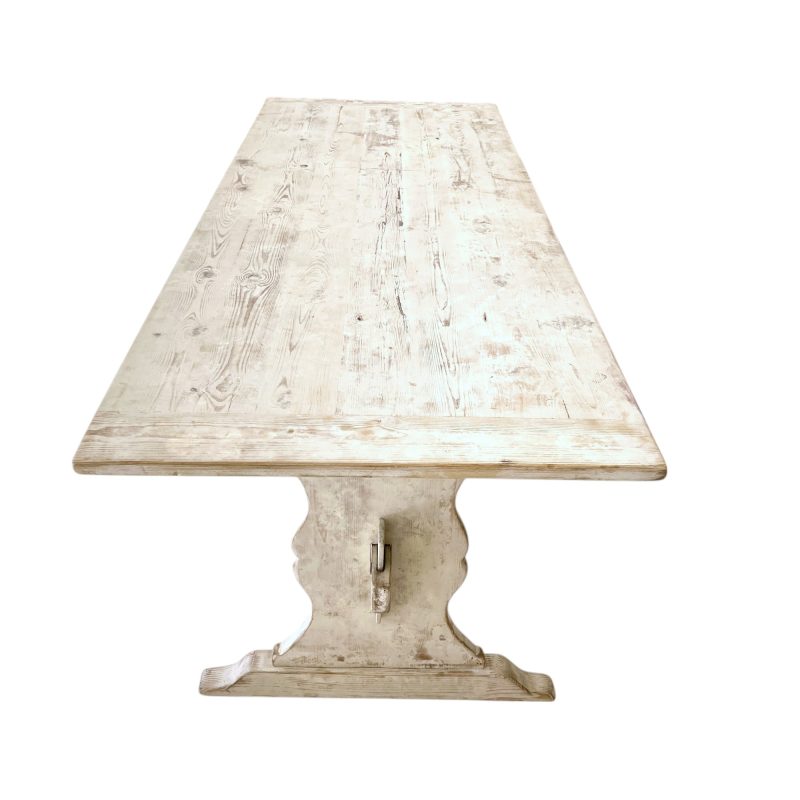 Swedish 19c Painted White Farm Table - Image 5