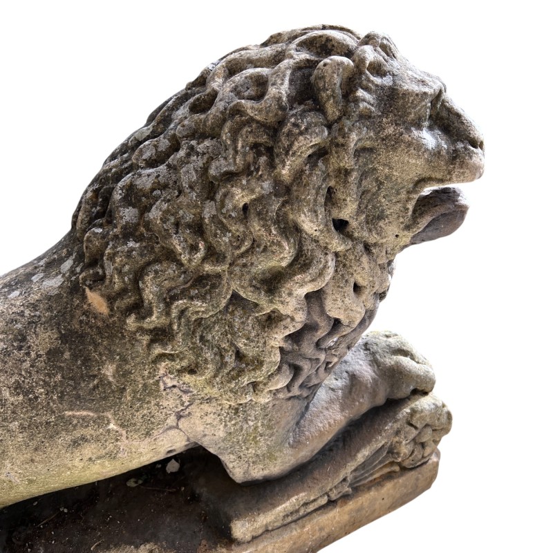 Pair of 19th Century Recumbent Stone Lions - Image 3