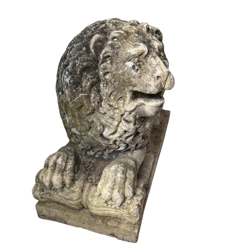 Pair of 19th Century Recumbent Stone Lions - Image 5