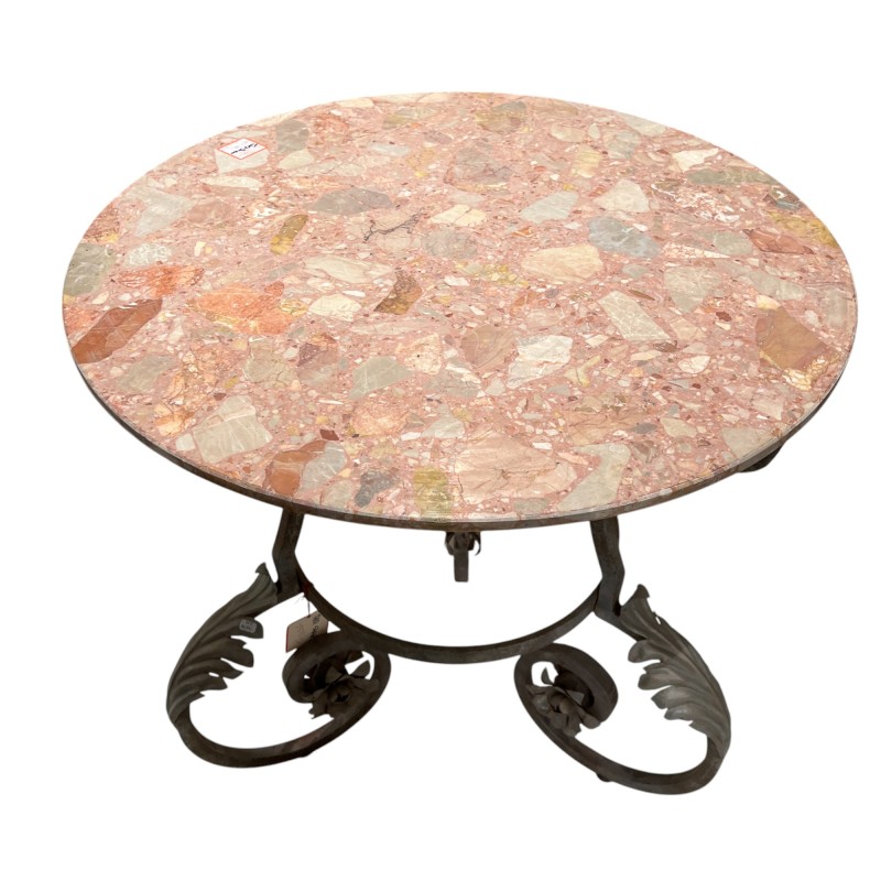 19th Century Iron Gueridon Table with Marble Top - Image 5