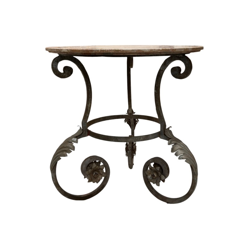 19th Century Iron Gueridon Table with Marble Top - Image 2