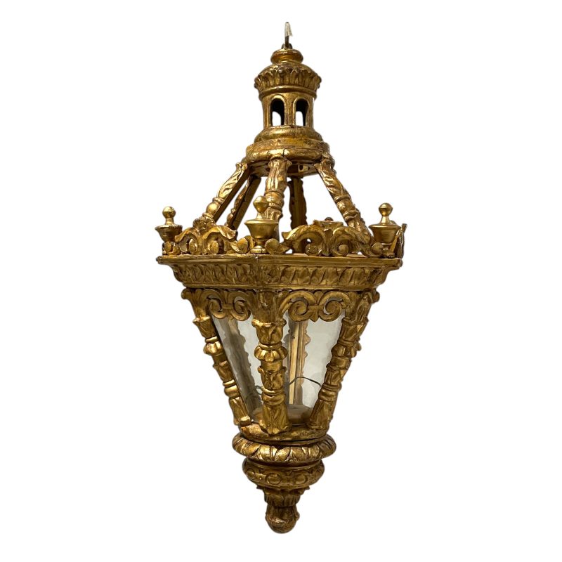 Italian 18th Century Gildwood Lantern with Glass - Image 2