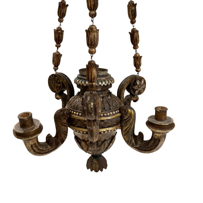 Italian 17th Century Wood with Gilding Chandelier - Image 9