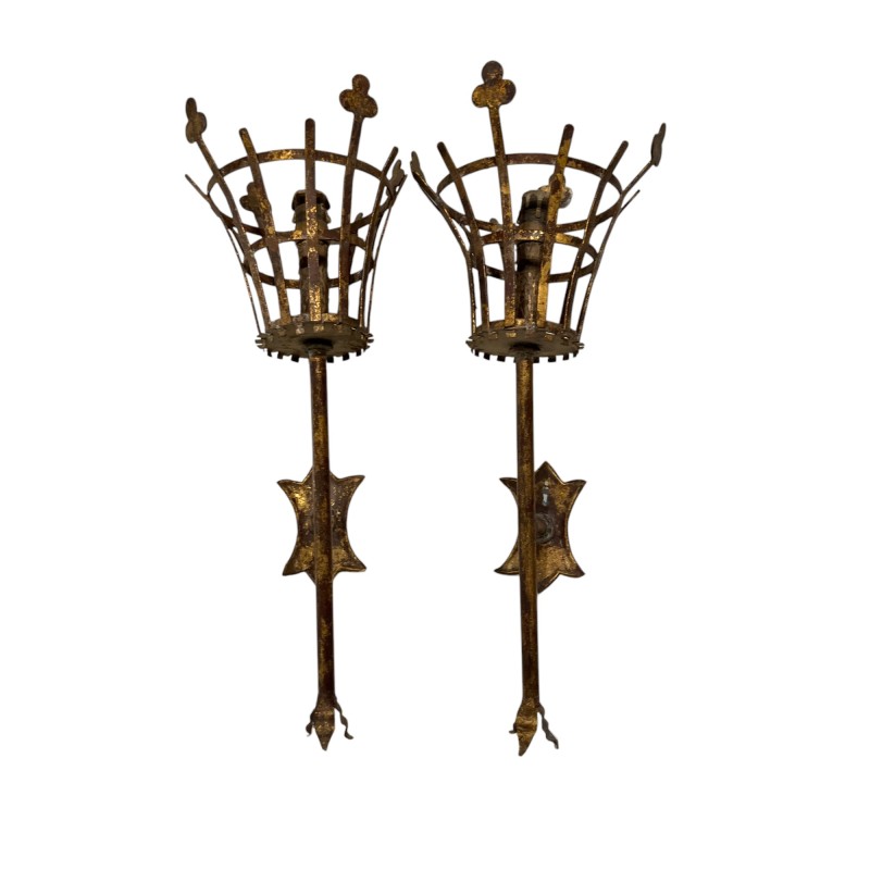 20th Century Italian Large Iron Sconces (2 pair available)