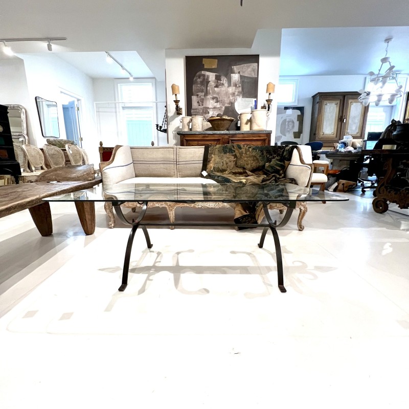 18th Century Iron Table with Glass Top - Image 2