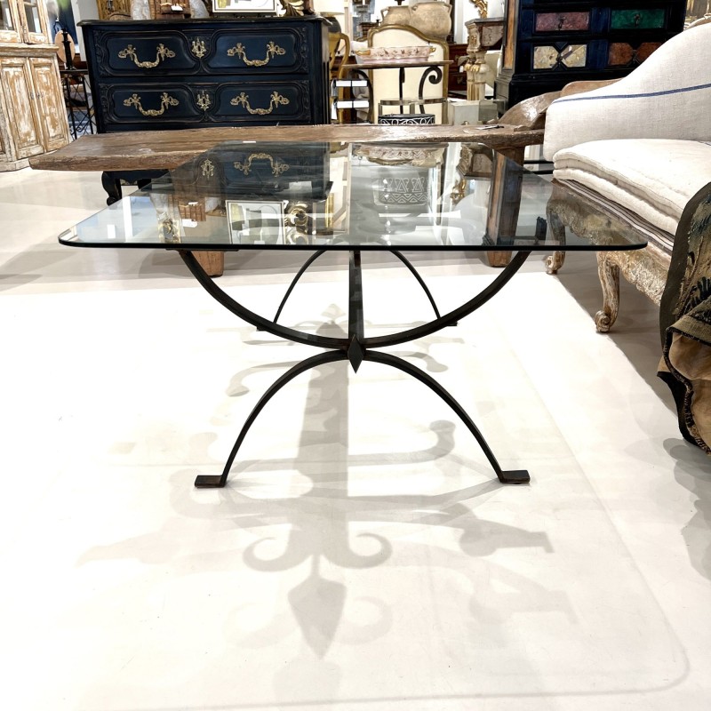 18th Century Iron Table with Glass Top - Image 5