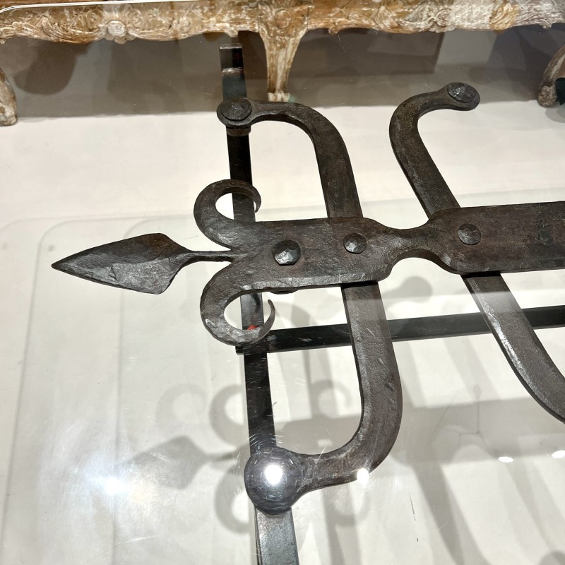 18th Century Iron Table with Glass Top - Image 6