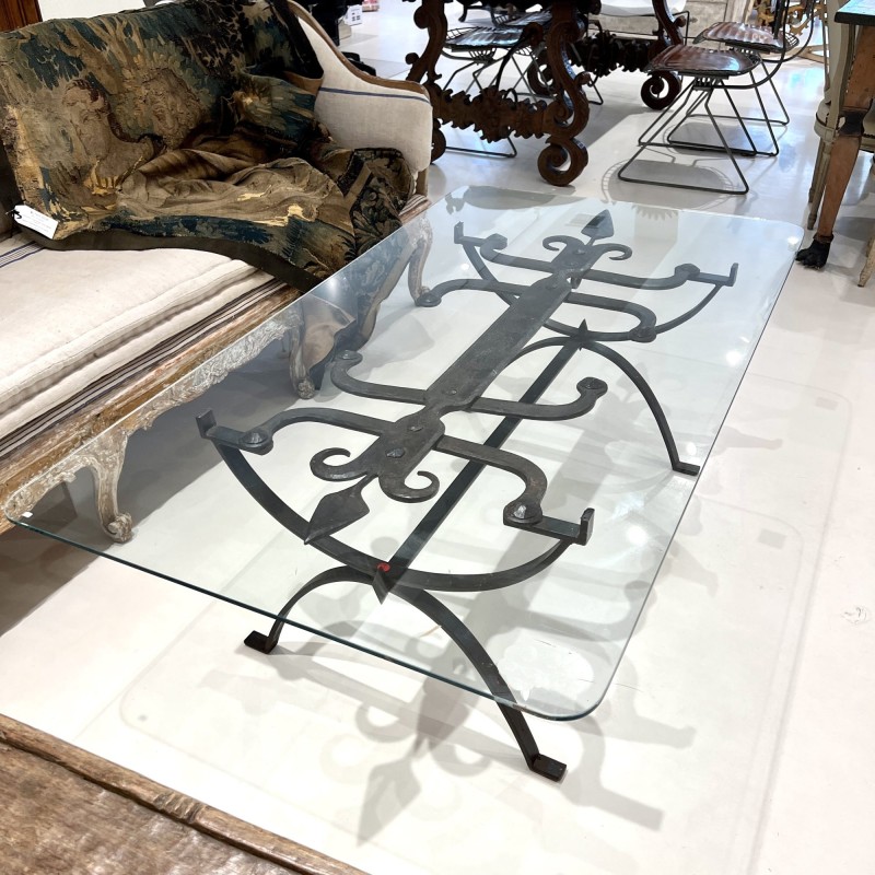 18th Century Iron Table with Glass Top - Image 7