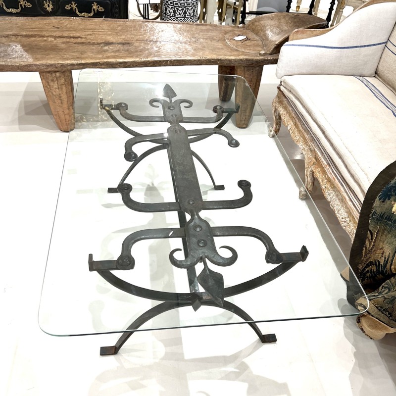 18th Century Iron Table with Glass Top - Image 9