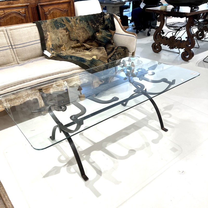 18th Century Iron Table with Glass Top - Image 11