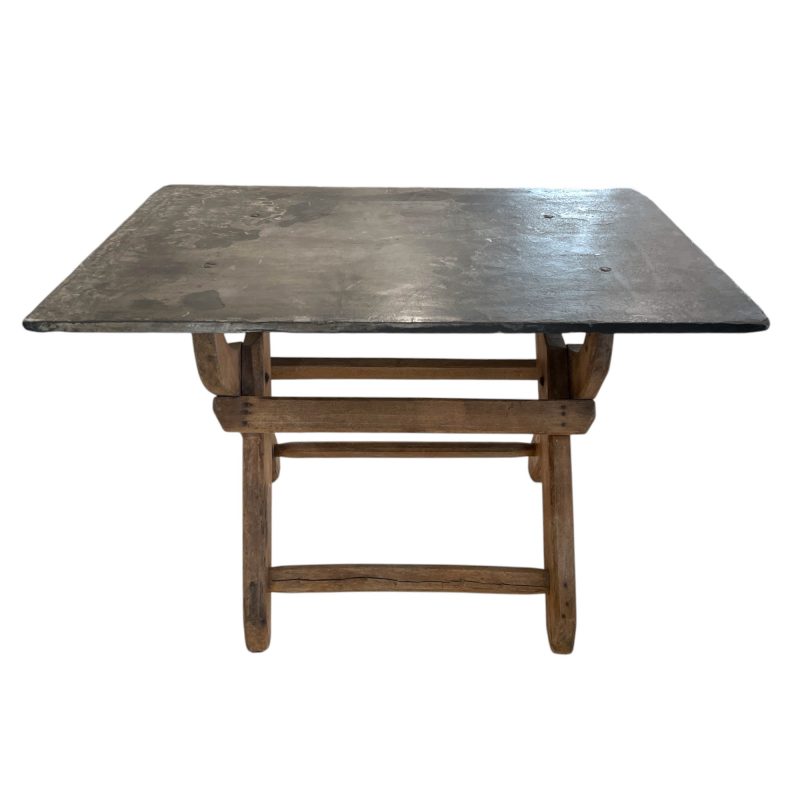 French 18th Century Slate Top Trestle Table - Image 3