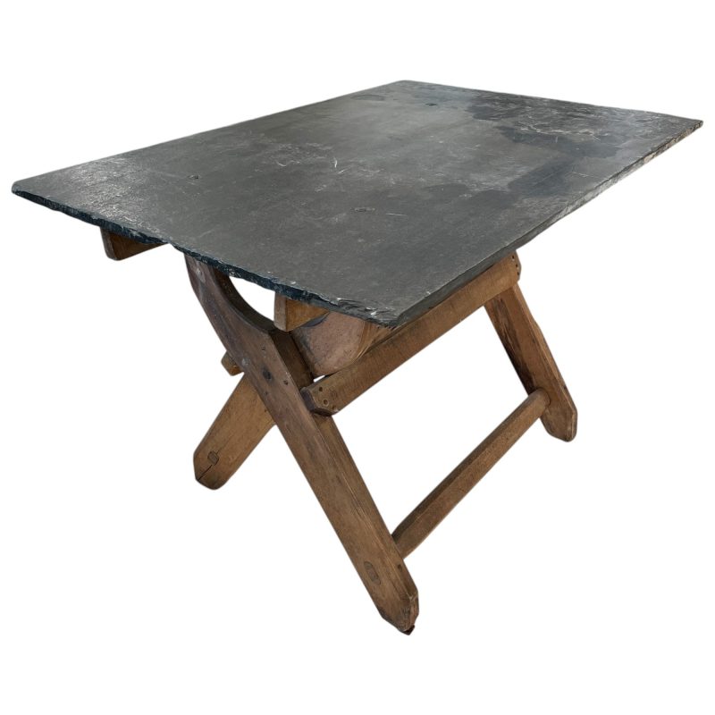 French 18th Century Slate Top Trestle Table - Image 4