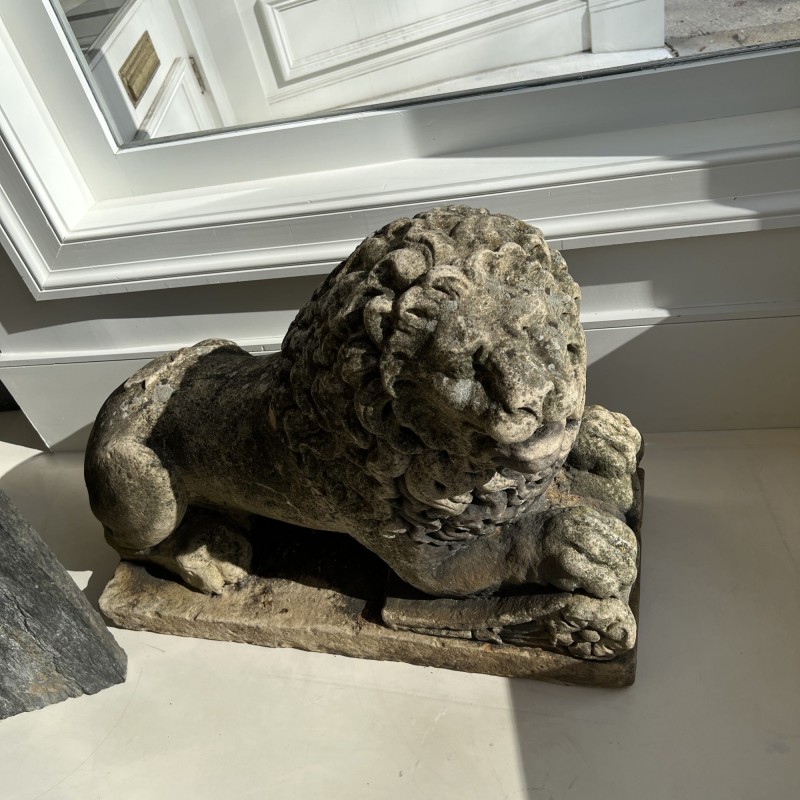 Pair of 19th Century Recumbent Stone Lions - Image 12