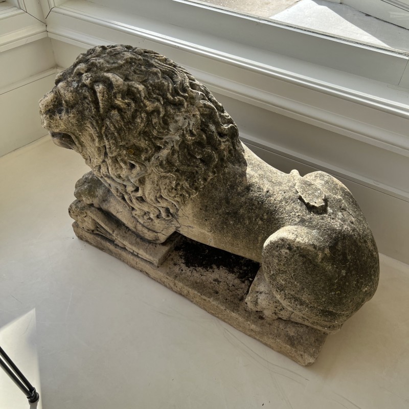 Pair of 19th Century Recumbent Stone Lions - Image 10