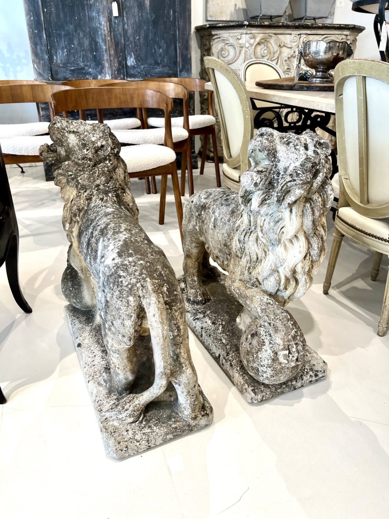 Pair of 19th Century Standing Garden Lions - Image 2