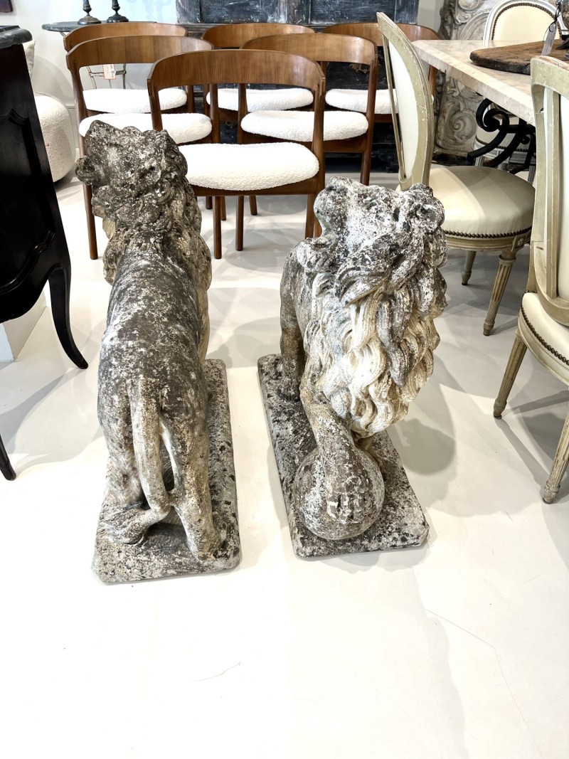 Pair of 19th Century Standing Garden Lions - Image 3