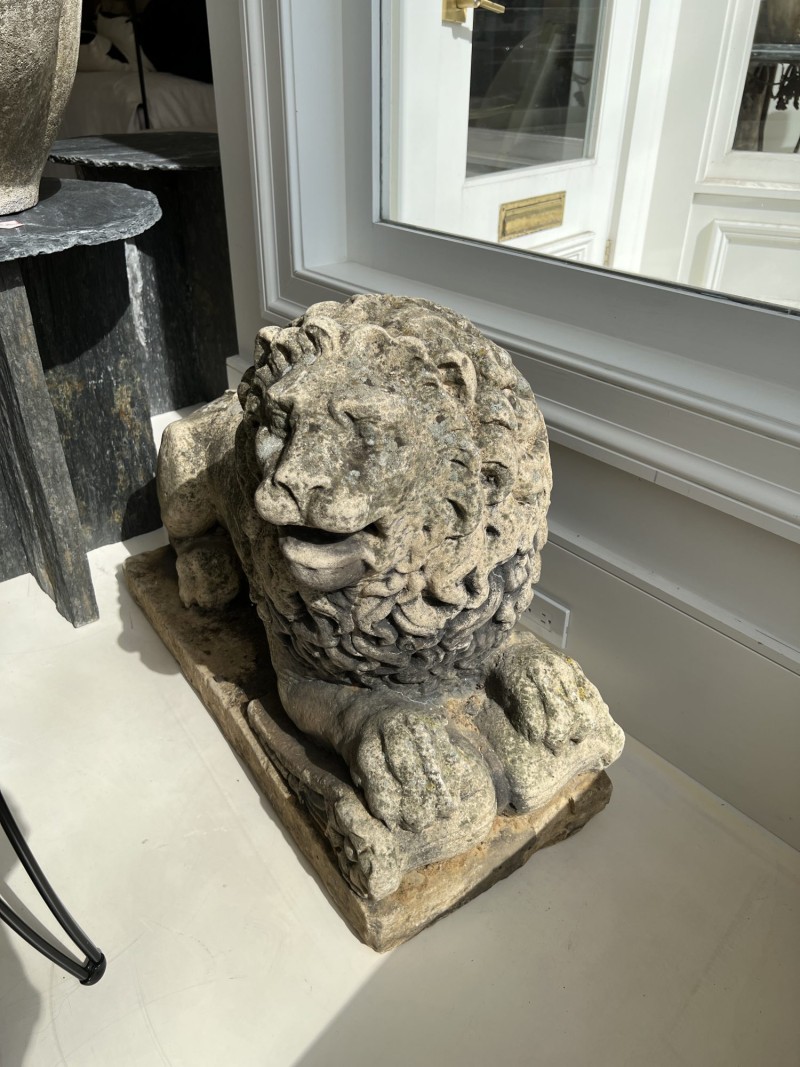 Pair of 19th Century Recumbent Stone Lions - Image 9