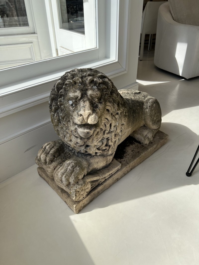 Pair of 19th Century Recumbent Stone Lions - Image 8