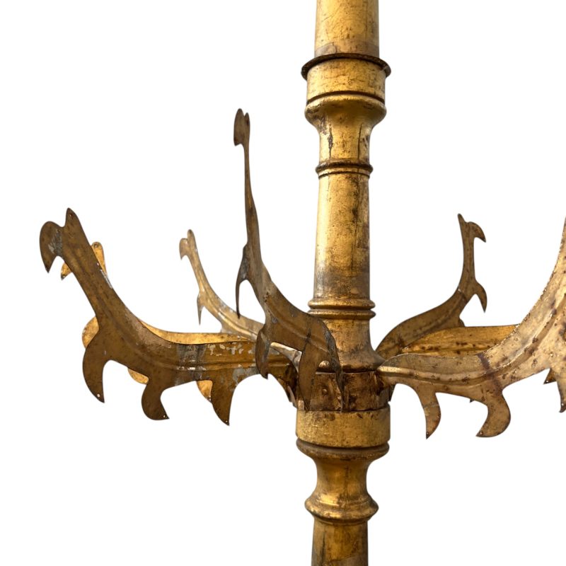 18th Century Spanish Gilded Iron & Wood Chandelier from Catalonia - Image 5