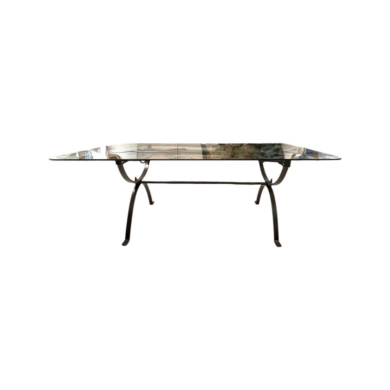 18th Century Iron Table with Glass Top