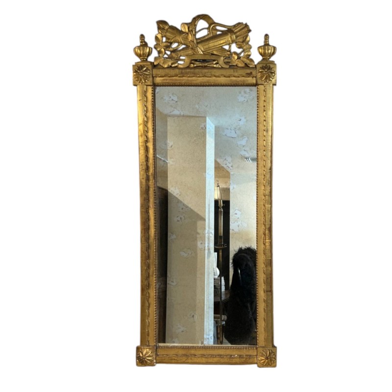 18th Century Louis XVI Gilded Mirror with Neoclassical Carving